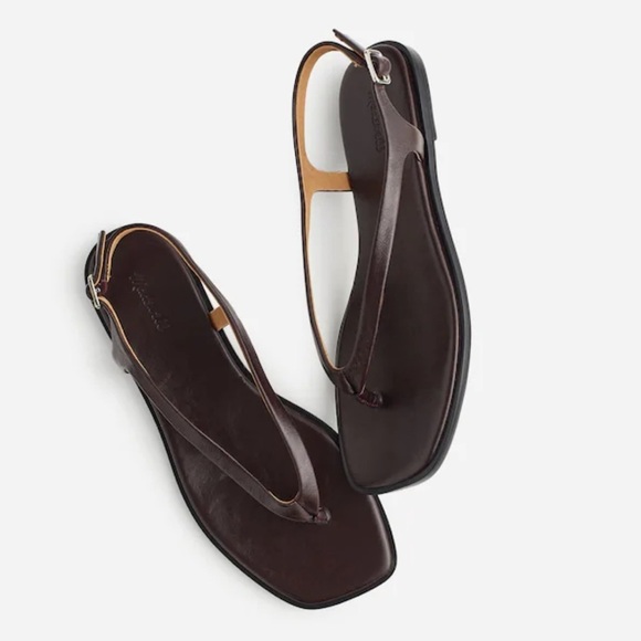 Madewell The Kita Thong Sandal Leather Dark Brown Size 8 - Picture 1 of 7
